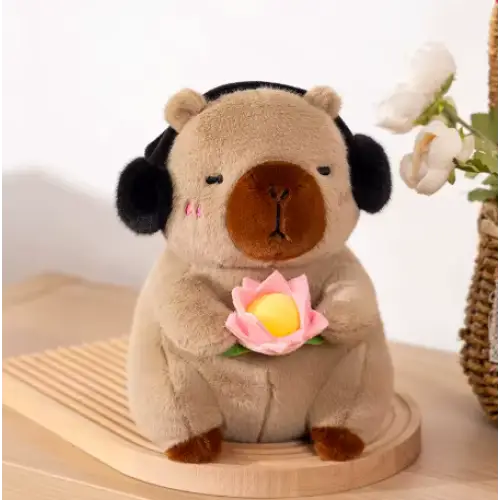 Capybara cuddly toy with headphones - Surprey