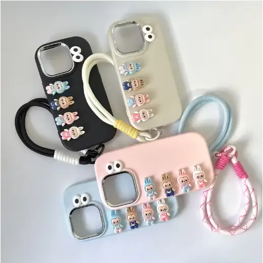 Labubu Mobile Phone Case With Carrying Strap - Surprey