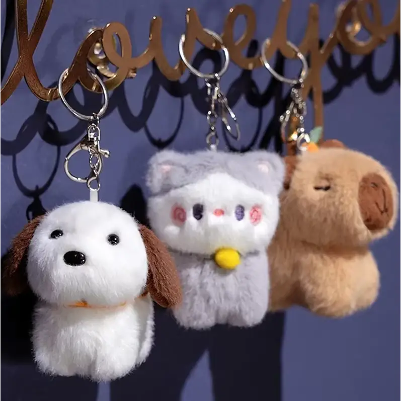 Plush keychains – Capybara, dog & cat - Surprey