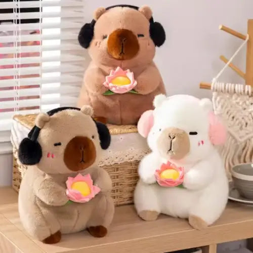 Capybara cuddly toy with headphones - Surprey