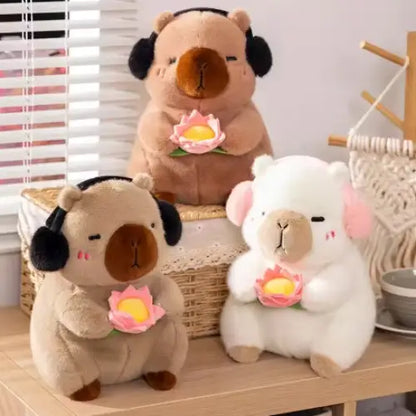 Capybara cuddly toy with headphones - Surprey