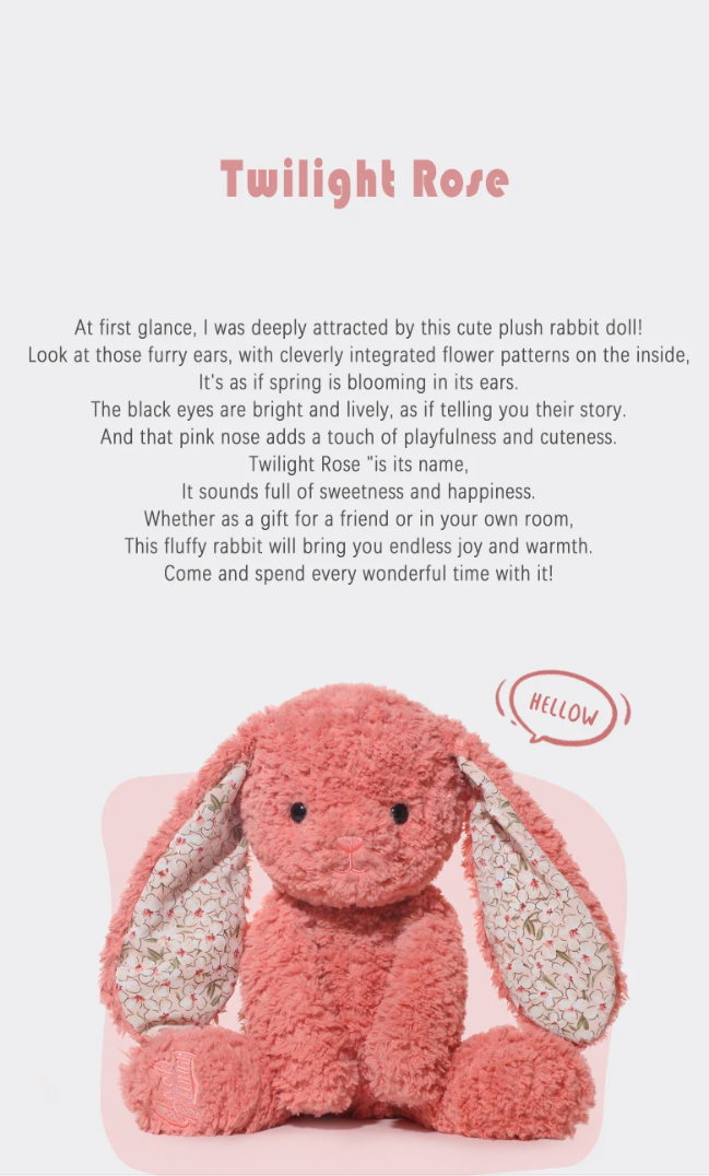 Jooki original délicieux lapin crépuscule en peluche rose
